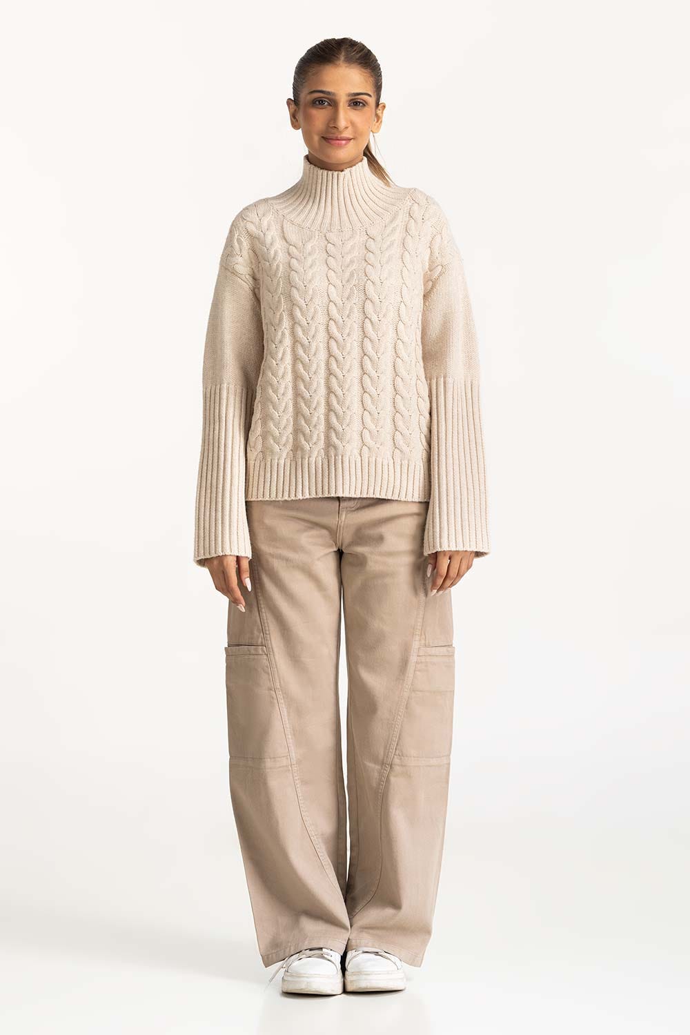 High Neck Cable Sweater WM-SWT-WS24-073