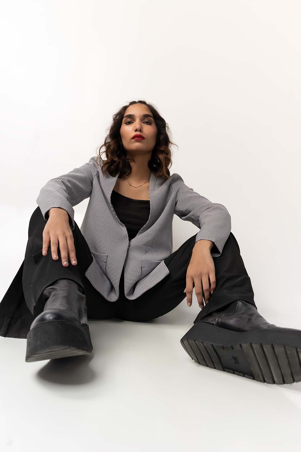 Houndstooth Coat 224-210-002