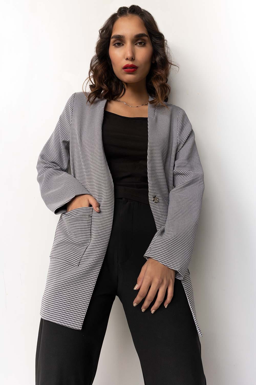 Houndstooth Coat 224-210-002