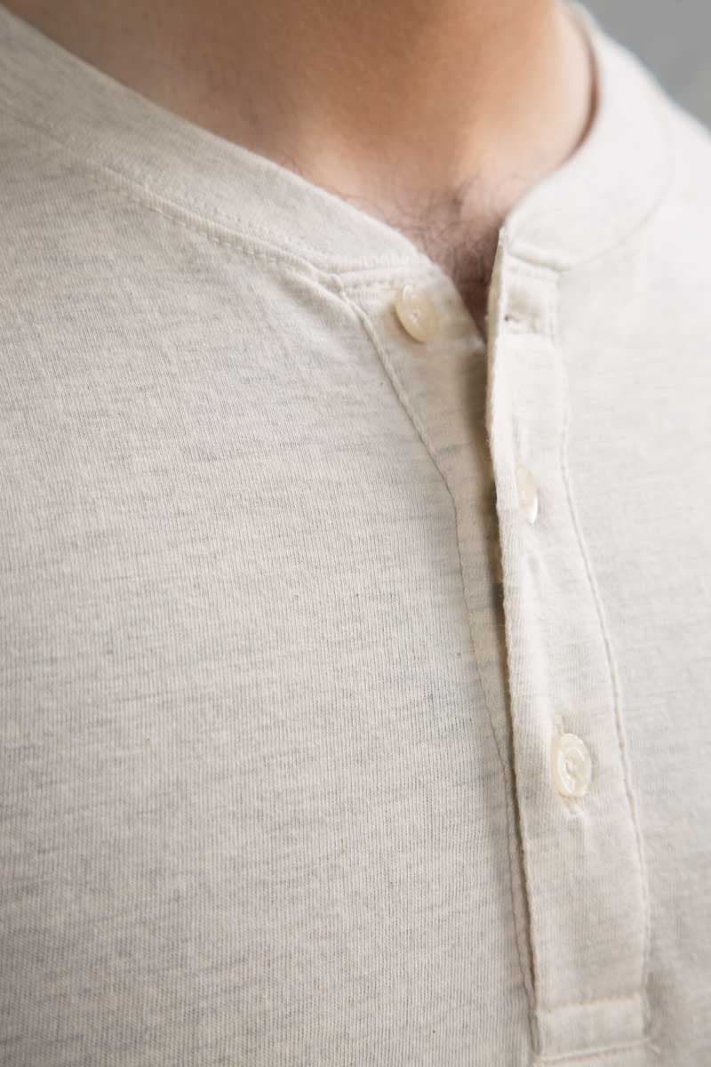 Oatmeal Basic Henley T-Shirt HS-HEN-SIG-D02-02