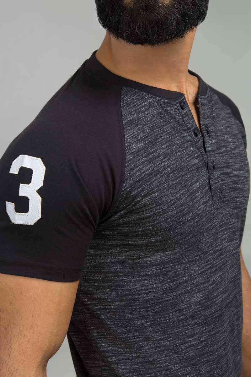 Black Basic Henley Tee HS-HEN-SIG-D04-01
