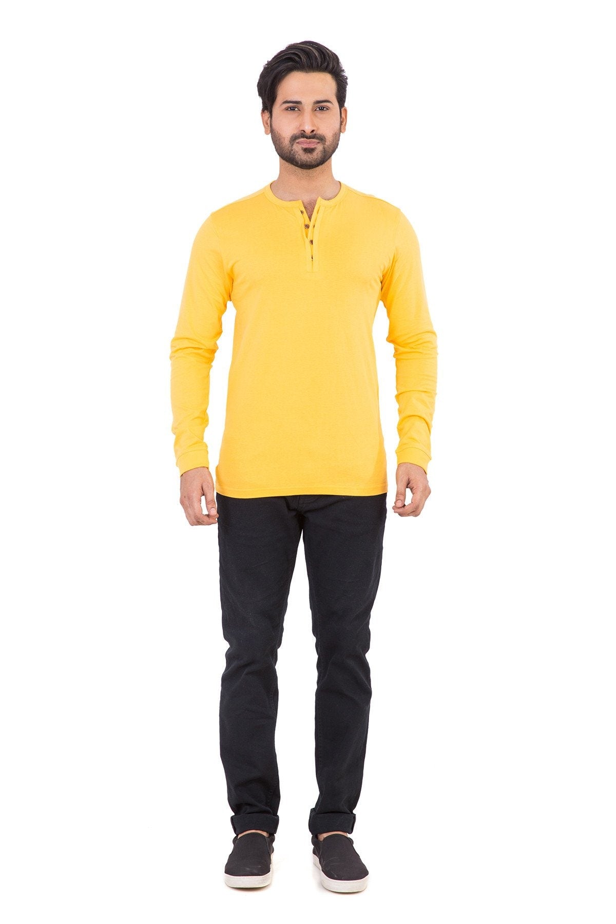Yellow Basic Henley HEN-URB-06