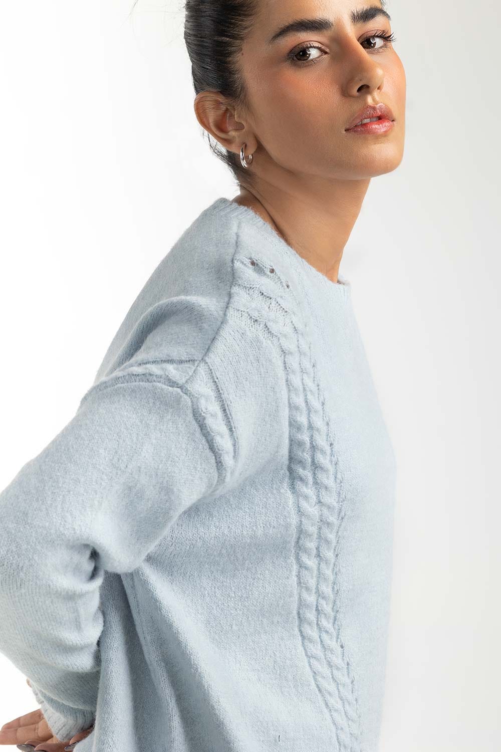 Ice Blue Knit Sweater 224-211-040