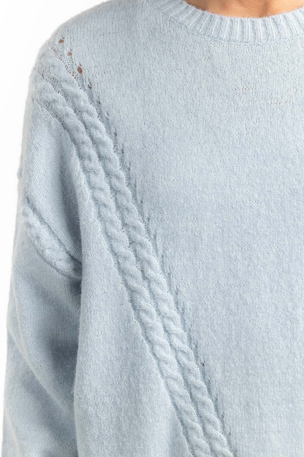 Ice Blue Knit Sweater 224-211-040