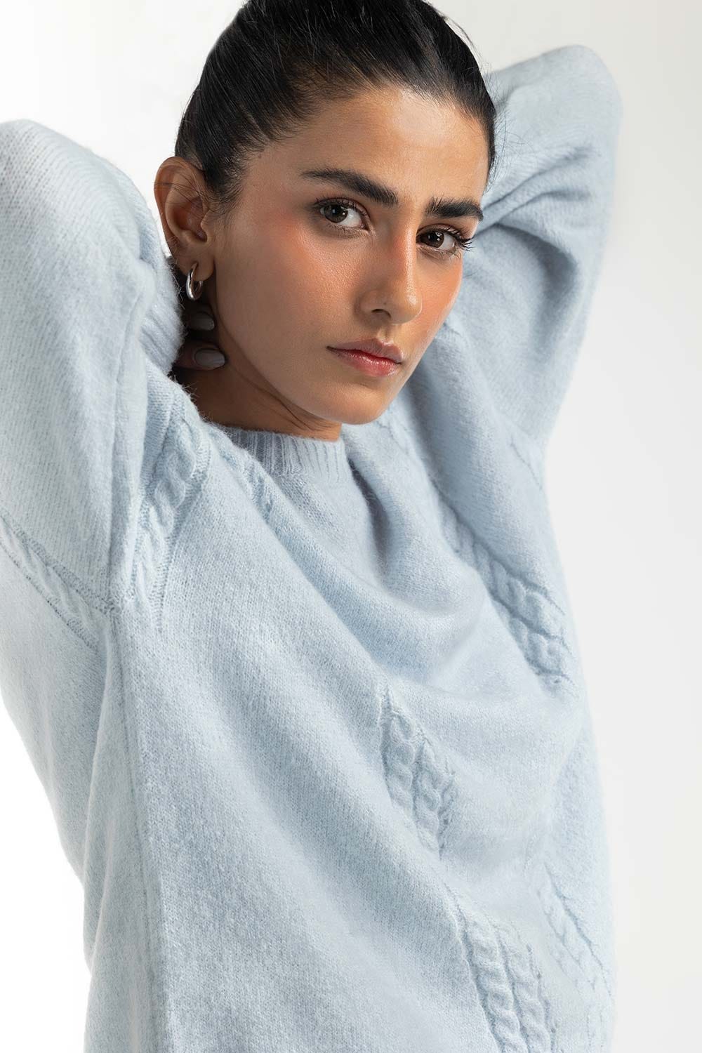 Ice Blue Knit Sweater 224-211-040