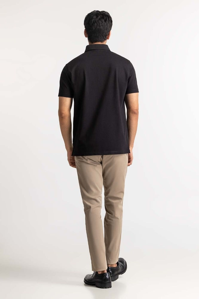 Jet Black Zipp Polo PS-FSHN24-082