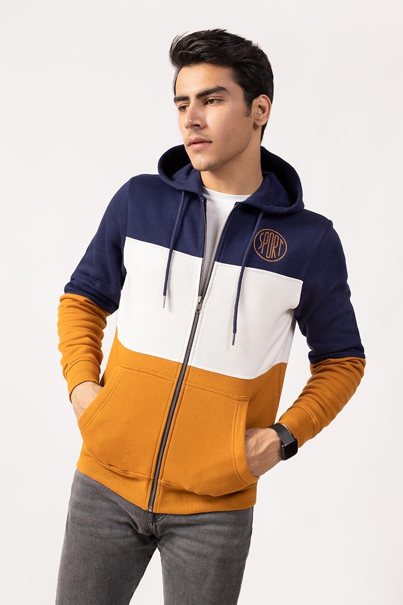 Navy Brown Zipper Jacket JKT-HZJ-D38-02