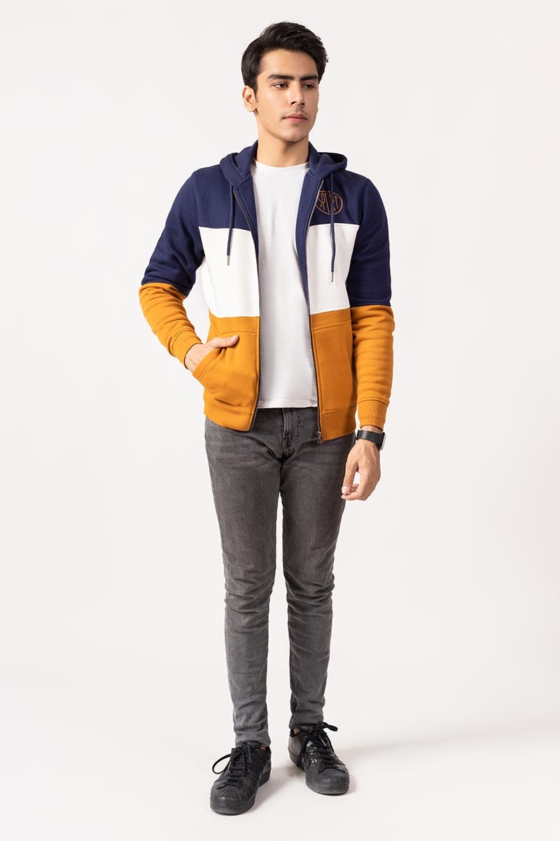 Navy Brown Zipper Jacket JKT-HZJ-D38-02