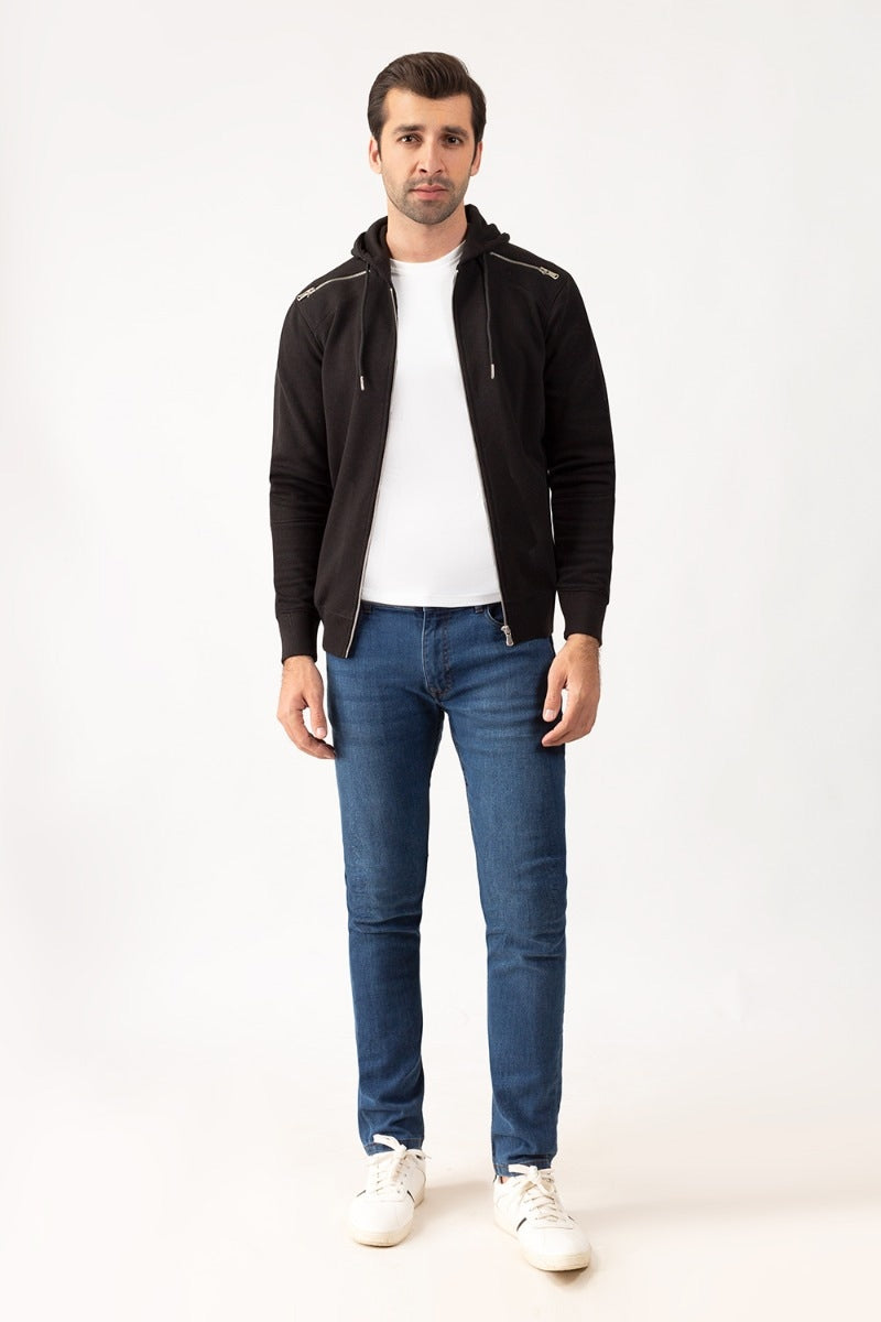 Black Hoodie Zipper Jacket JKT-HZJ-D41-01