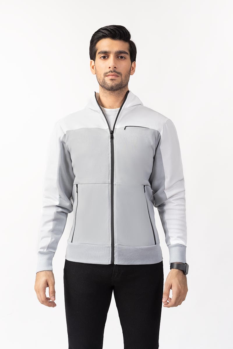 WHITE GREY ZIPPER JACKET JKT-HZJ-D42-01