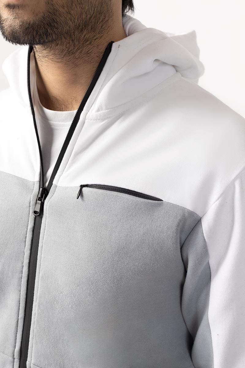 WHITE GREY ZIPPER JACKET JKT-HZJ-D42-01