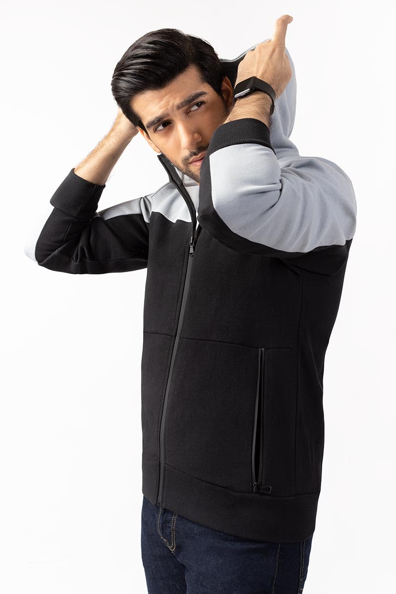 WHITE BLACK ZIPPER JACKET JKT-HZJ-D42-02