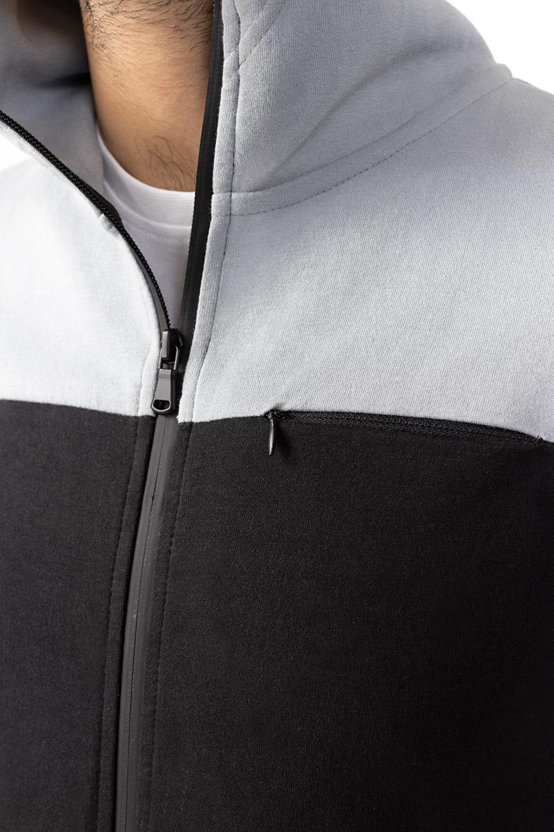 WHITE BLACK ZIPPER JACKET JKT-HZJ-D42-02