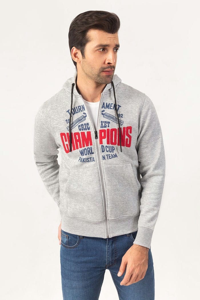 Ash Grey Hoodie Zipper Jacket JKT-HZJ-D43-05