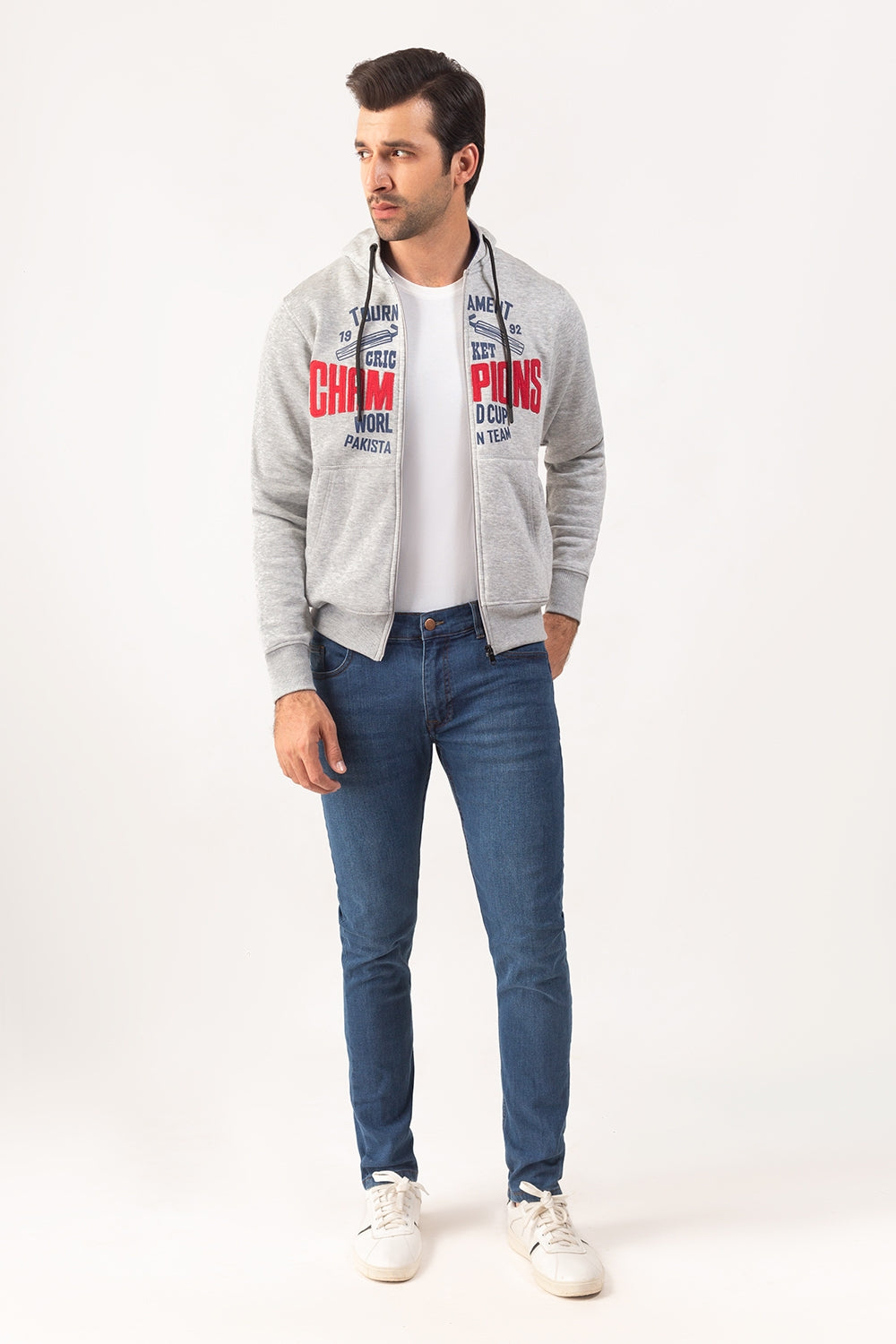 Ash Grey Hoodie Zipper Jacket JKT-HZJ-D43-05