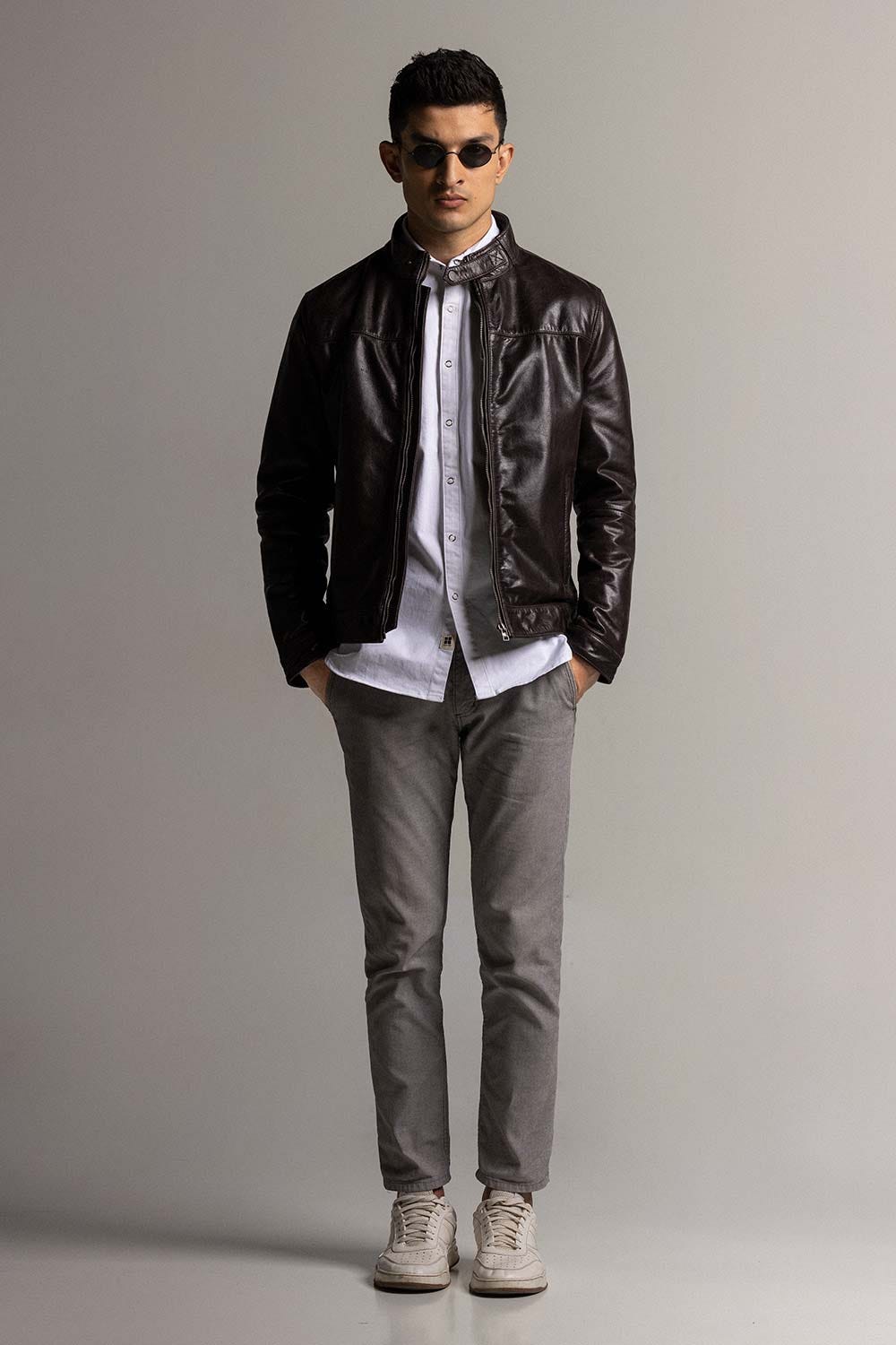 Brown Fashion Jacket JKT-LETH-D43-02