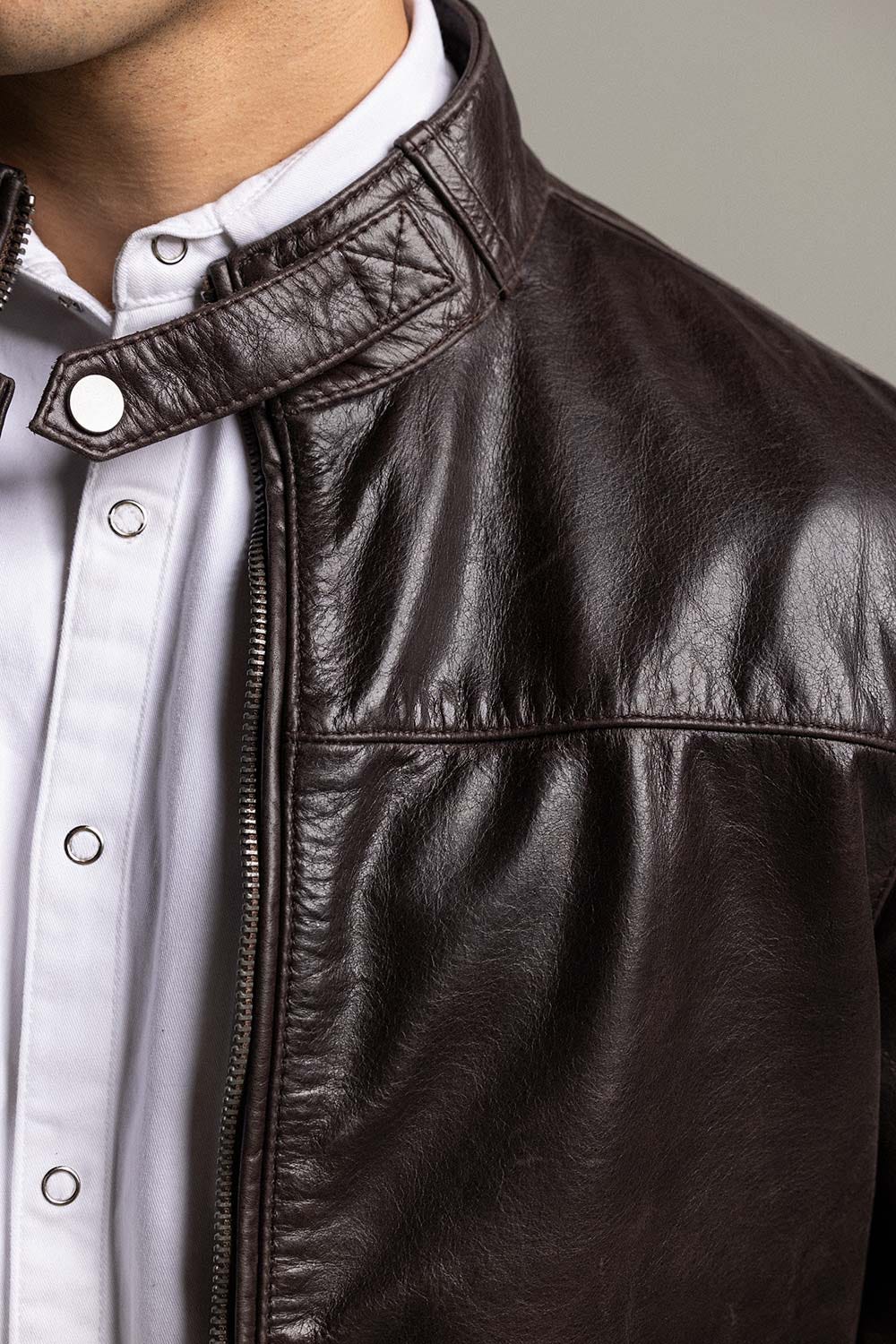 Brown Fashion Jacket JKT-LETH-D43-02