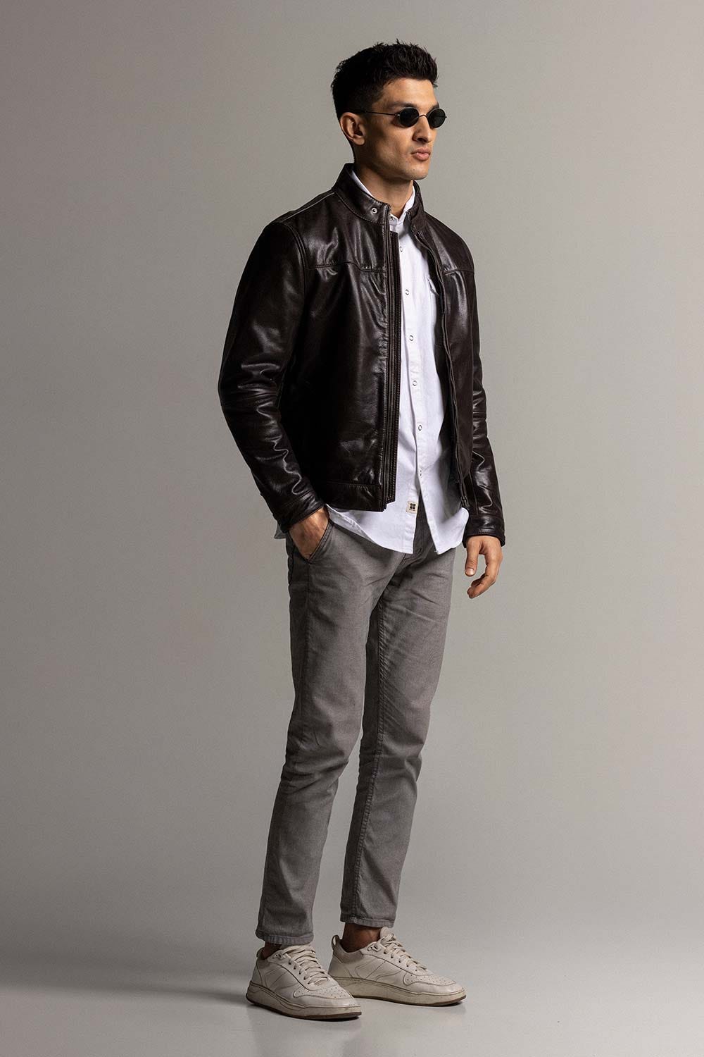 Brown Fashion Jacket JKT-LETH-D43-02