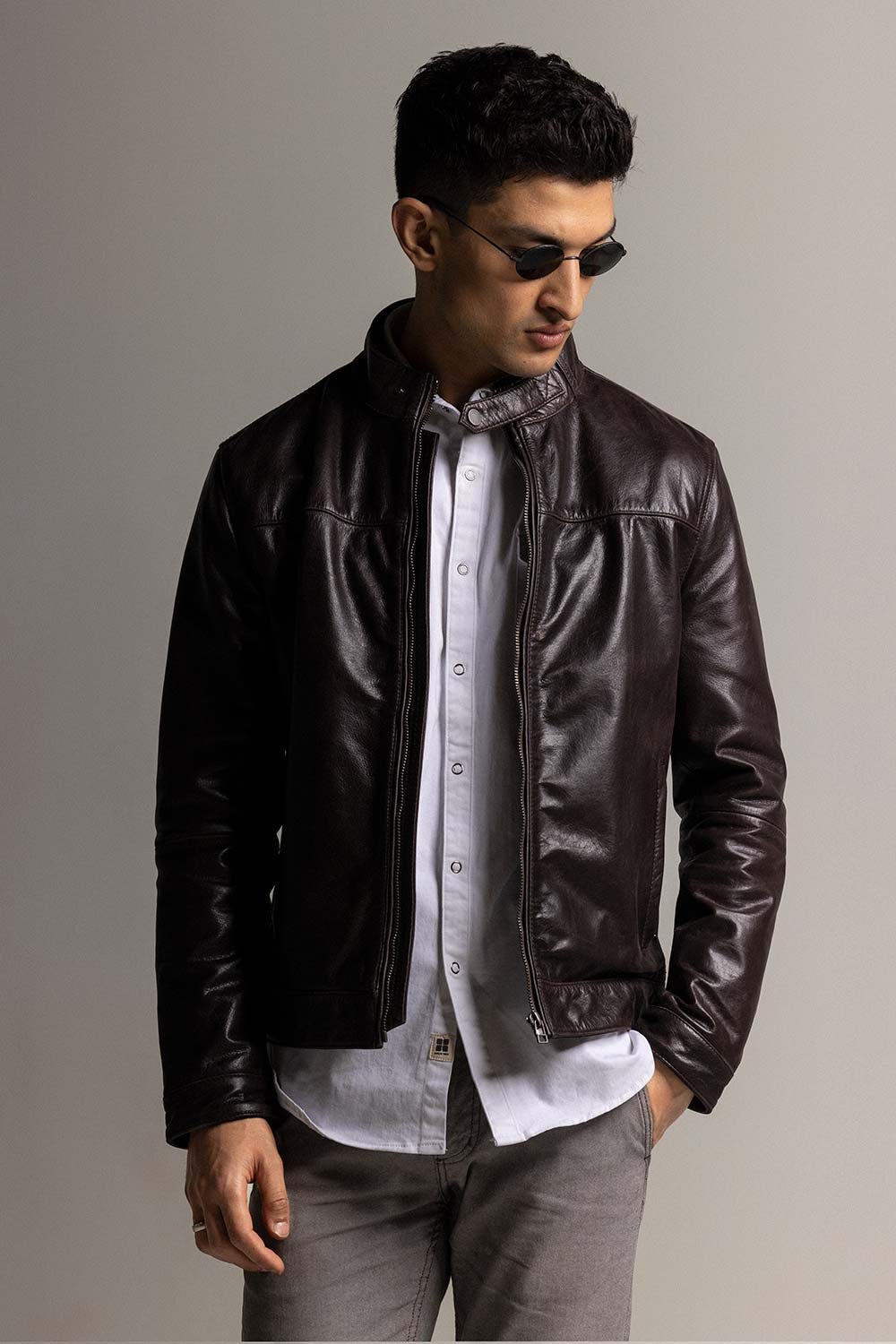 Brown Fashion Jacket JKT-LETH-D43-02