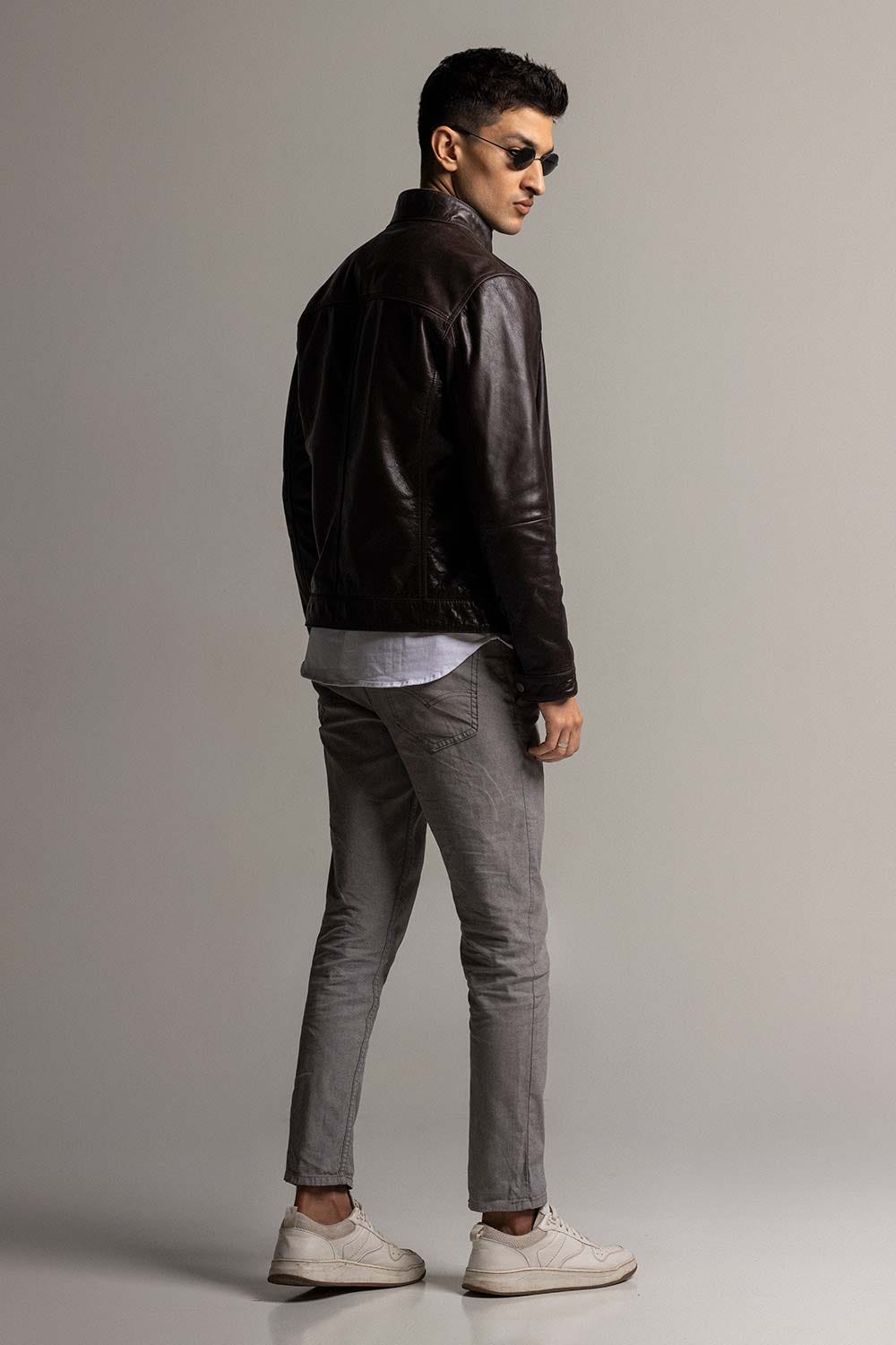 Brown Fashion Jacket JKT-LETH-D43-02