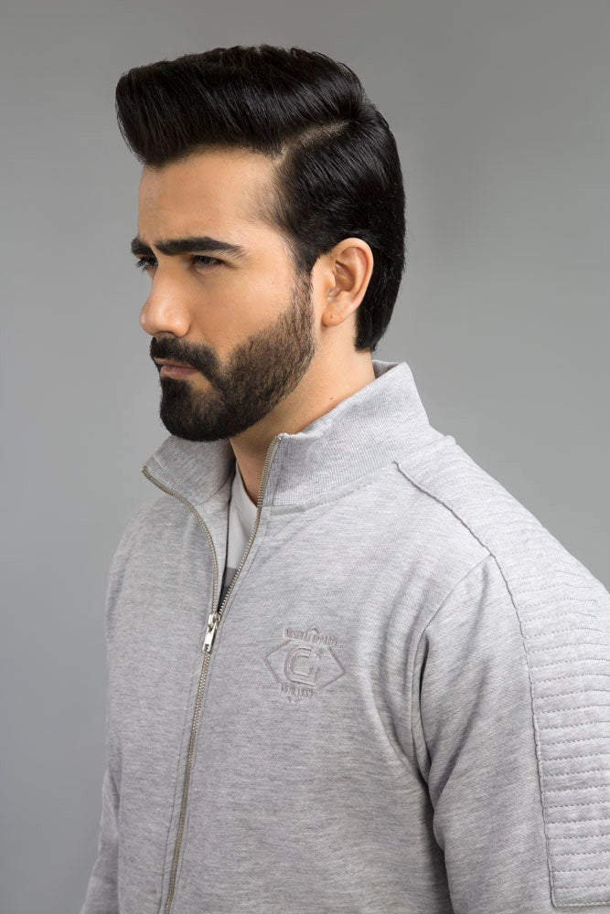 Ash Grey Mock Neck Zipper Jacket JKT-MNZ-66-02