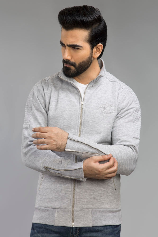 Ash Grey Mock Neck Zipper Jacket JKT-MNZ-66-02