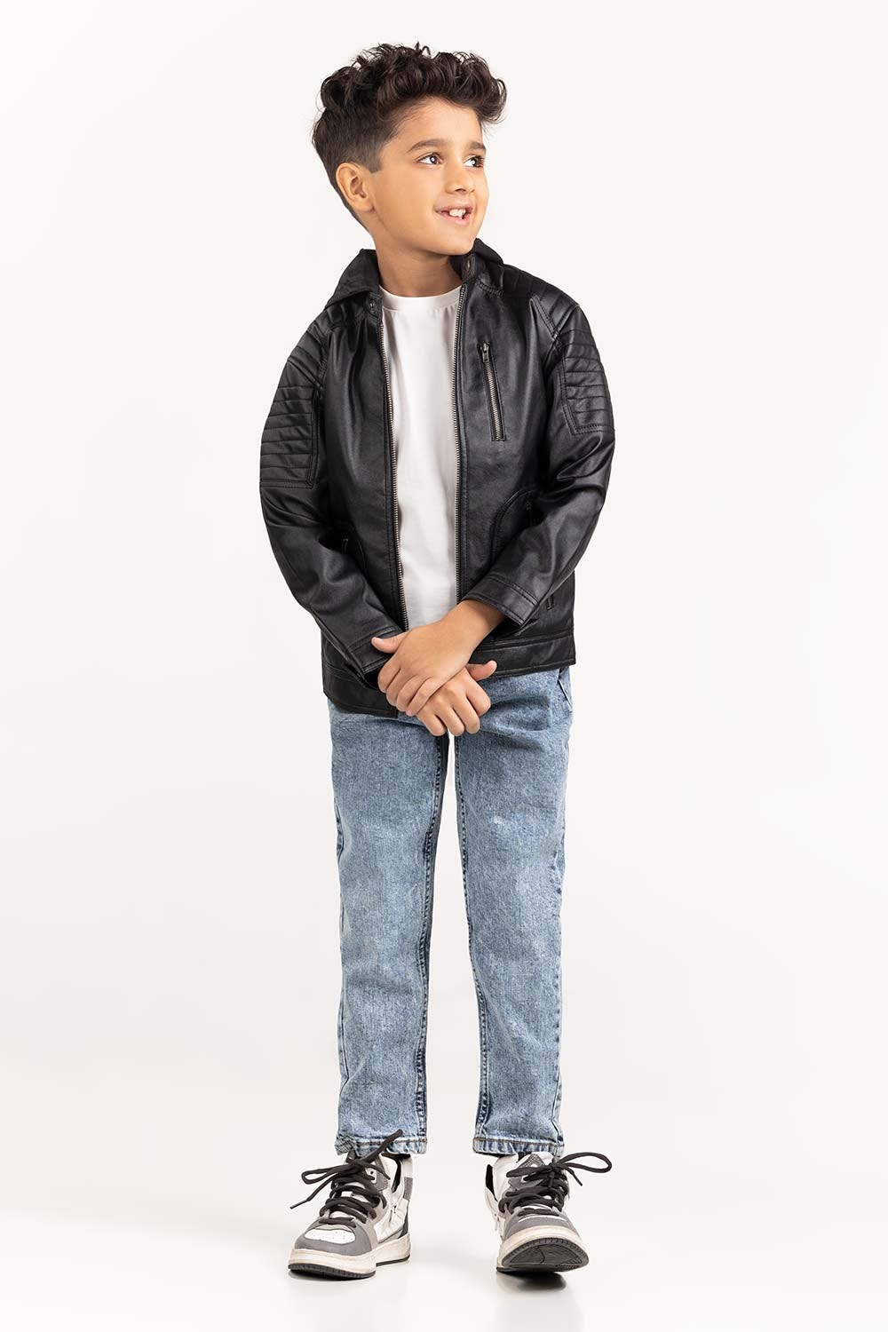 Junior Boy Black PU Jacket 224-310-006