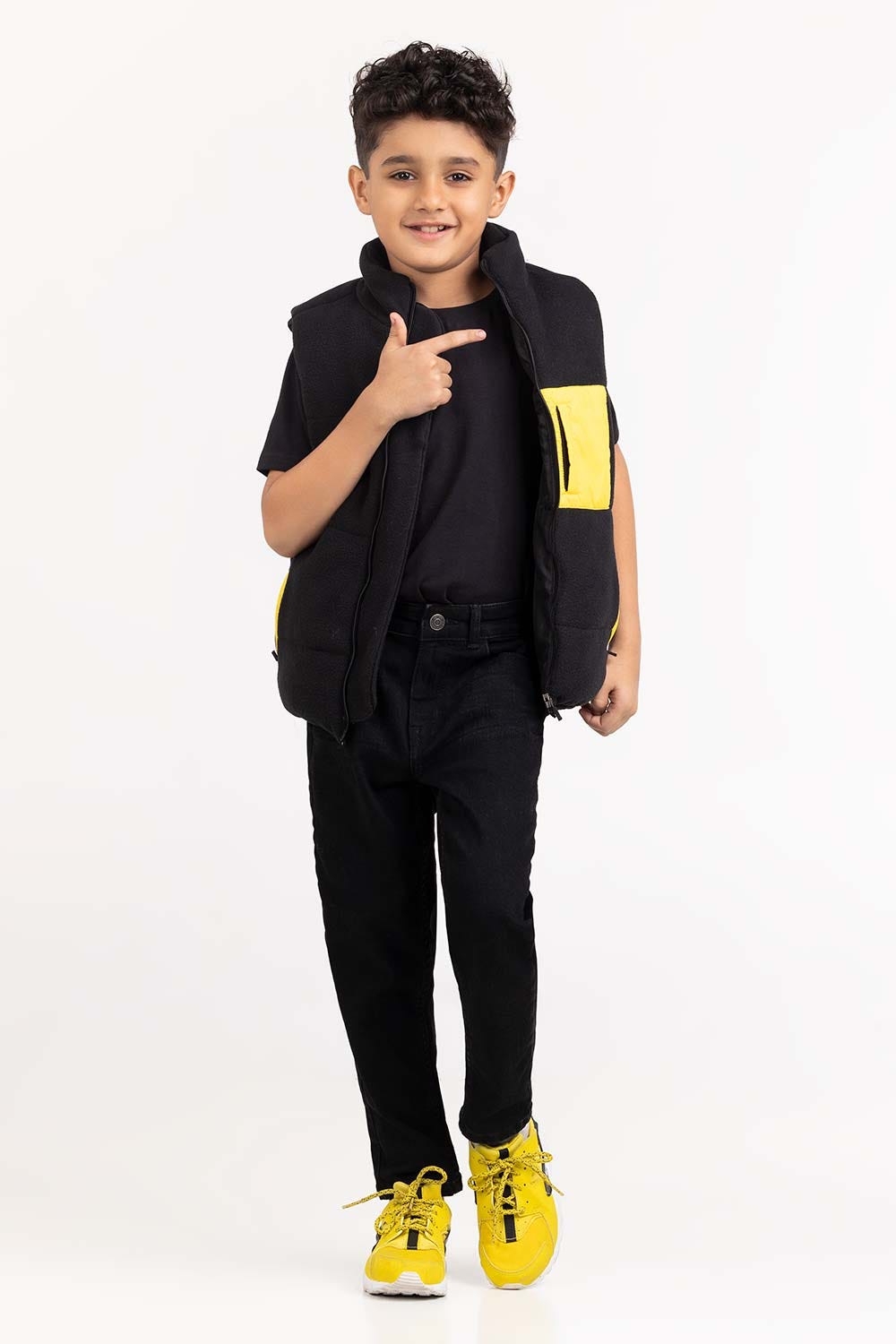 Junior Boy Black Woven Jacket 224-310-041