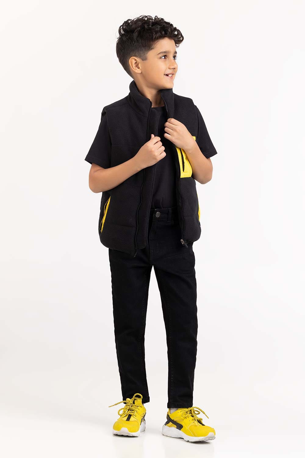 Junior Boy Black Woven Jacket 224-310-041