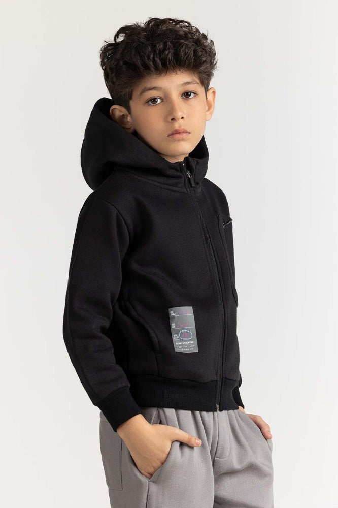 Junior Boy Black Printed Sweatshirt 224-312-012