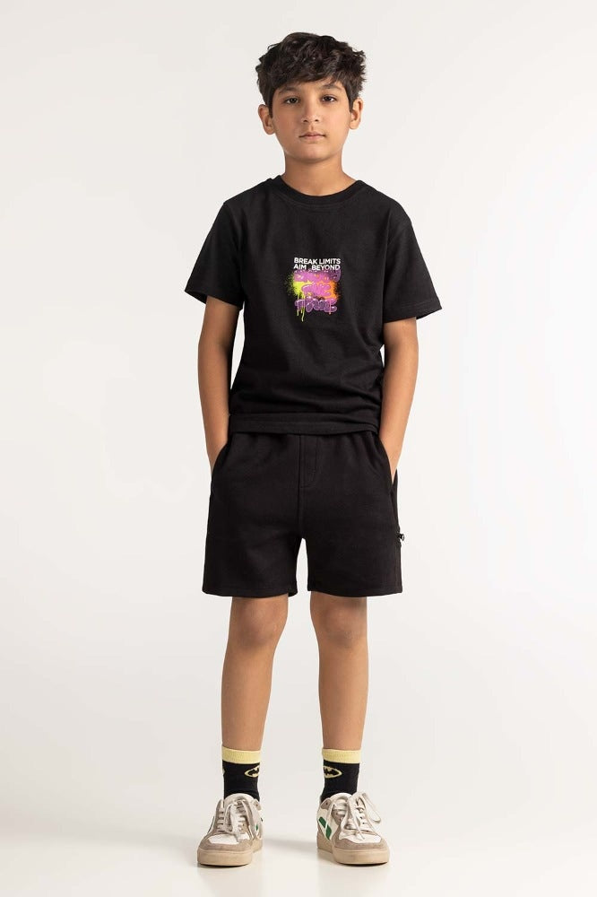 Junior Boy Black Printed Tee JB-TS-SS24-008