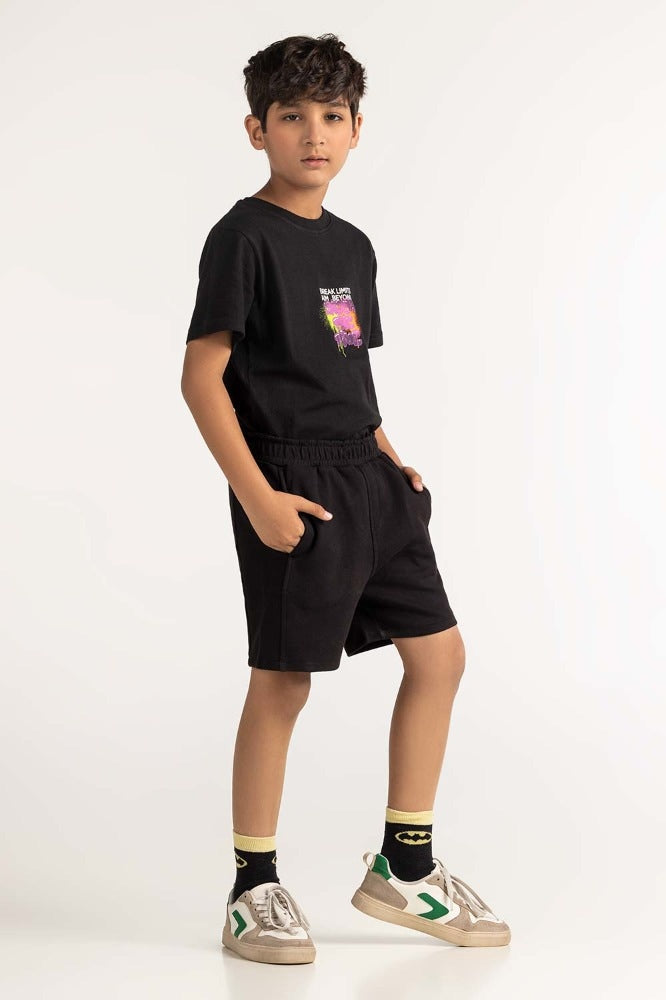 Junior Boy Black Printed Tee JB-TS-SS24-008