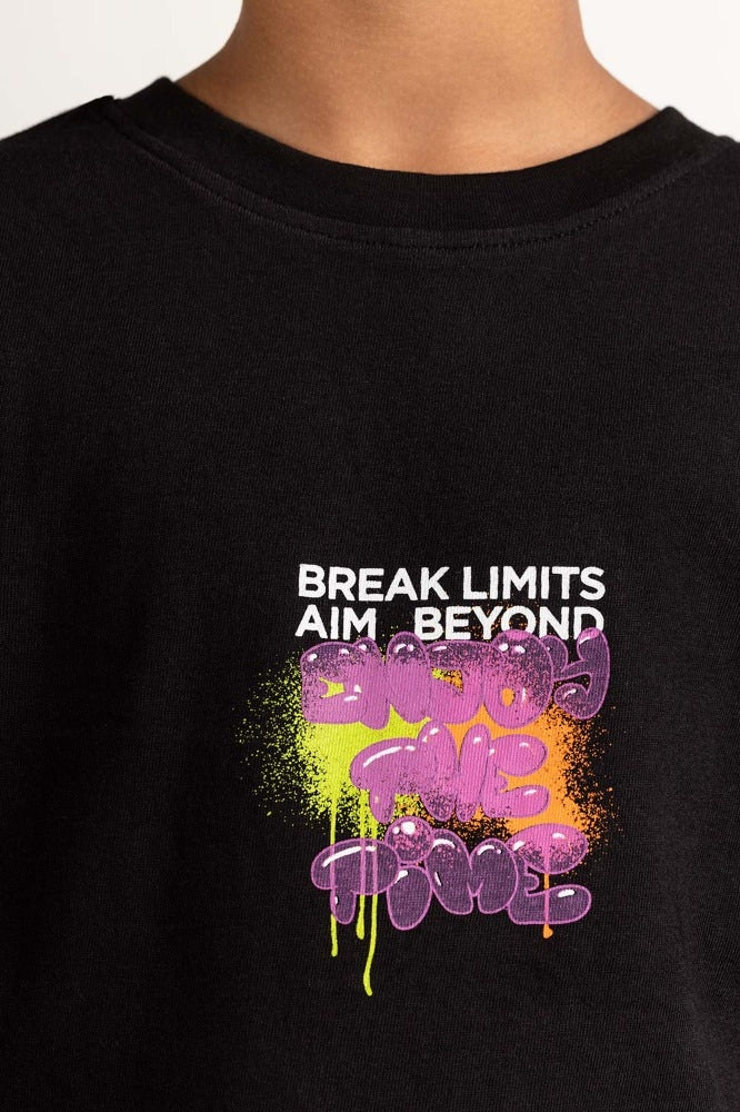 Junior Boy Black Printed Tee JB-TS-SS24-008