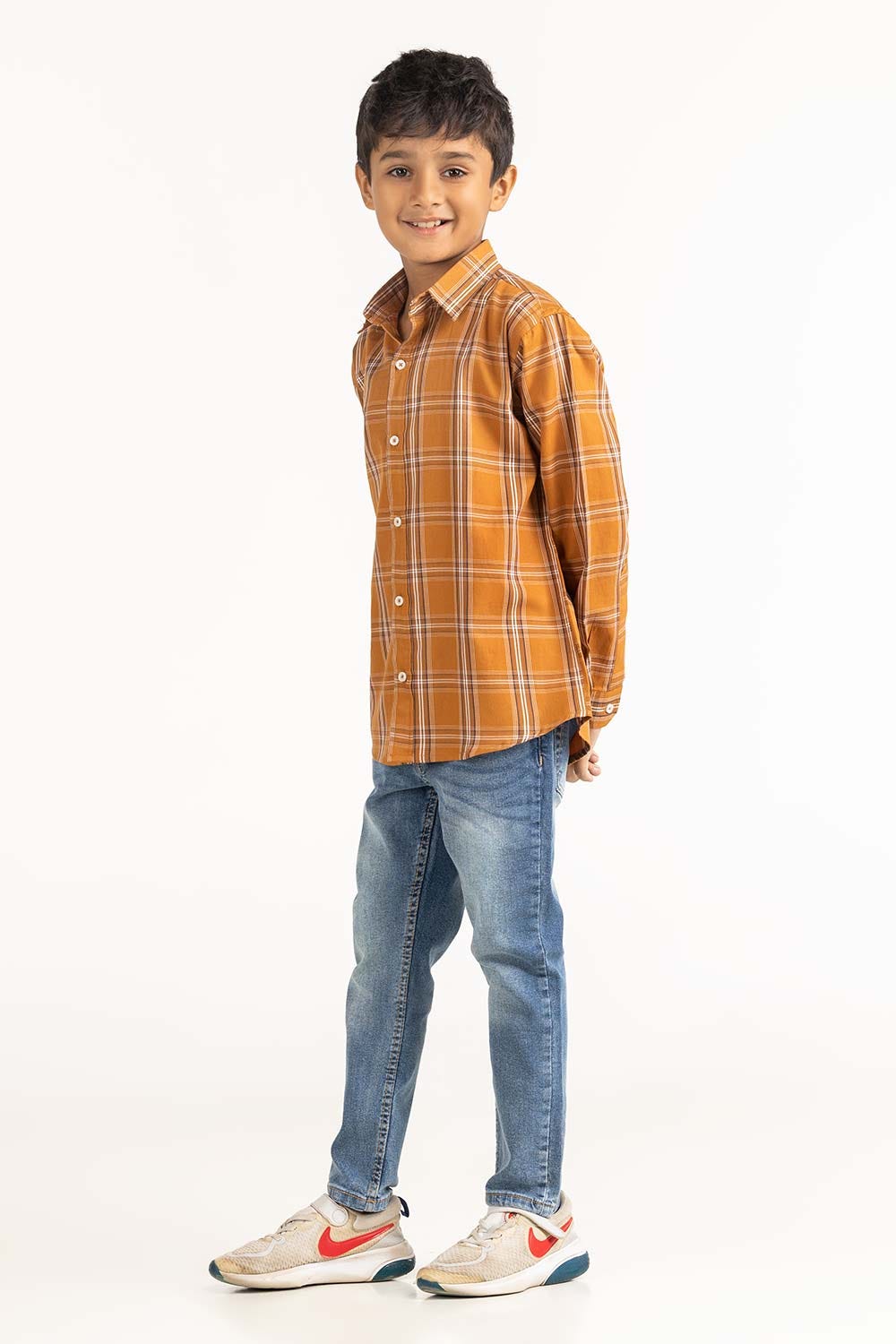 Junior Boy Brown Checkered Casual Shirt TB-CS-SS23-011