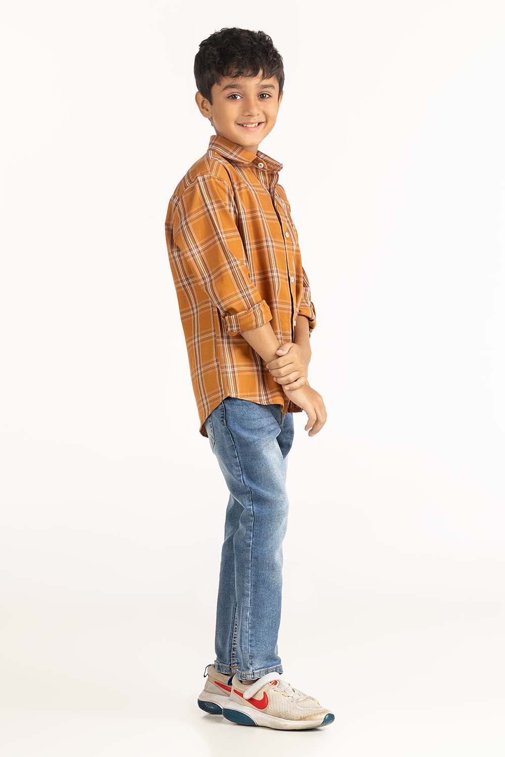 Junior Boy Brown Checkered Casual Shirt TB-CS-SS23-011