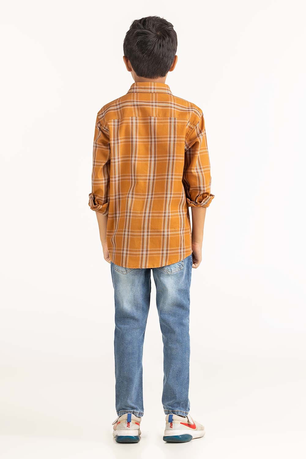 Junior Boy Brown Checkered Casual Shirt TB-CS-SS23-011
