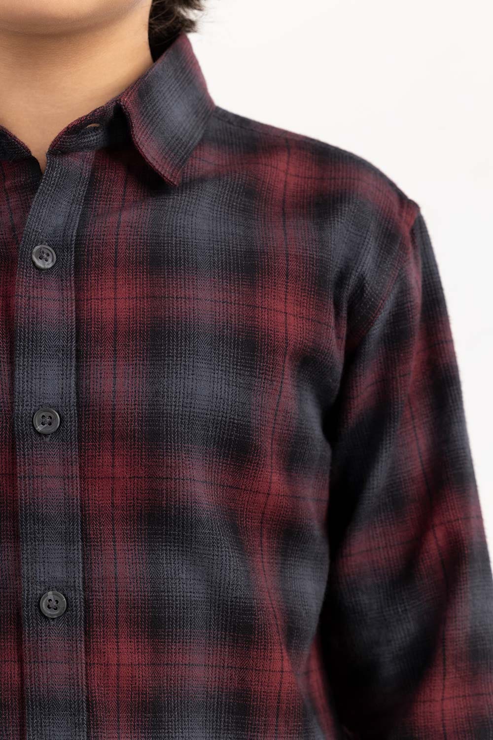 Junior Boy Red And Black Casual Shirt 224-317-015