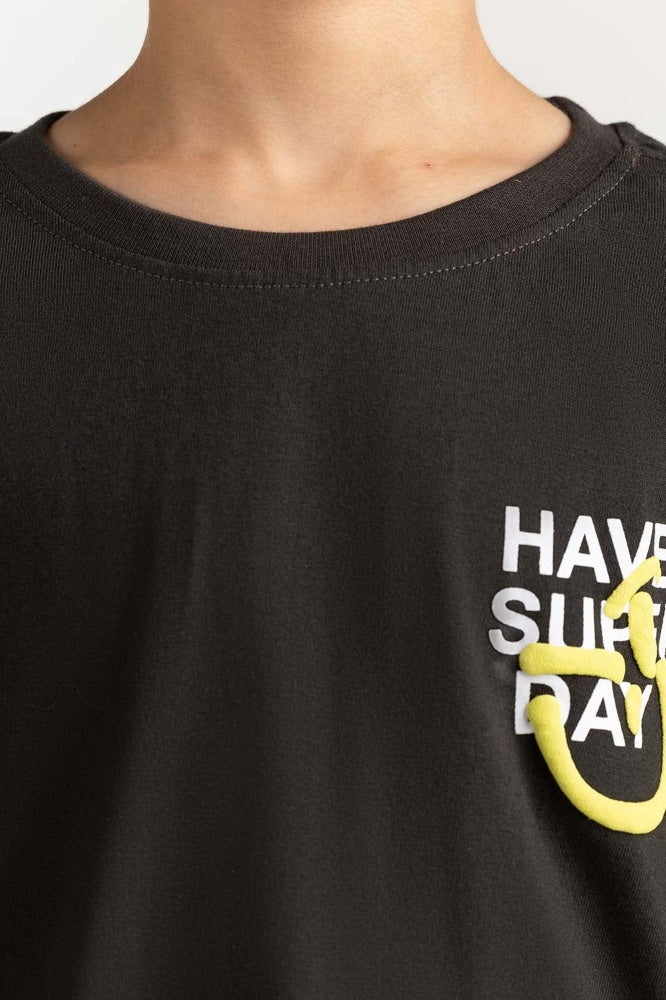 Junior Boy Dark Grey Basic Tee JB-TS-WS23-003