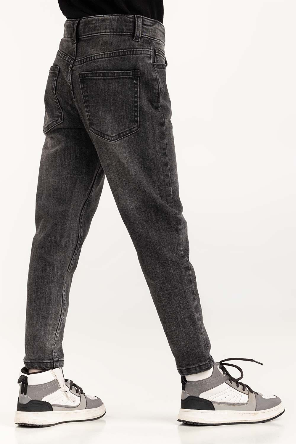 Junior Boy Dark Grey Five Pocket Jeans 224-321-010