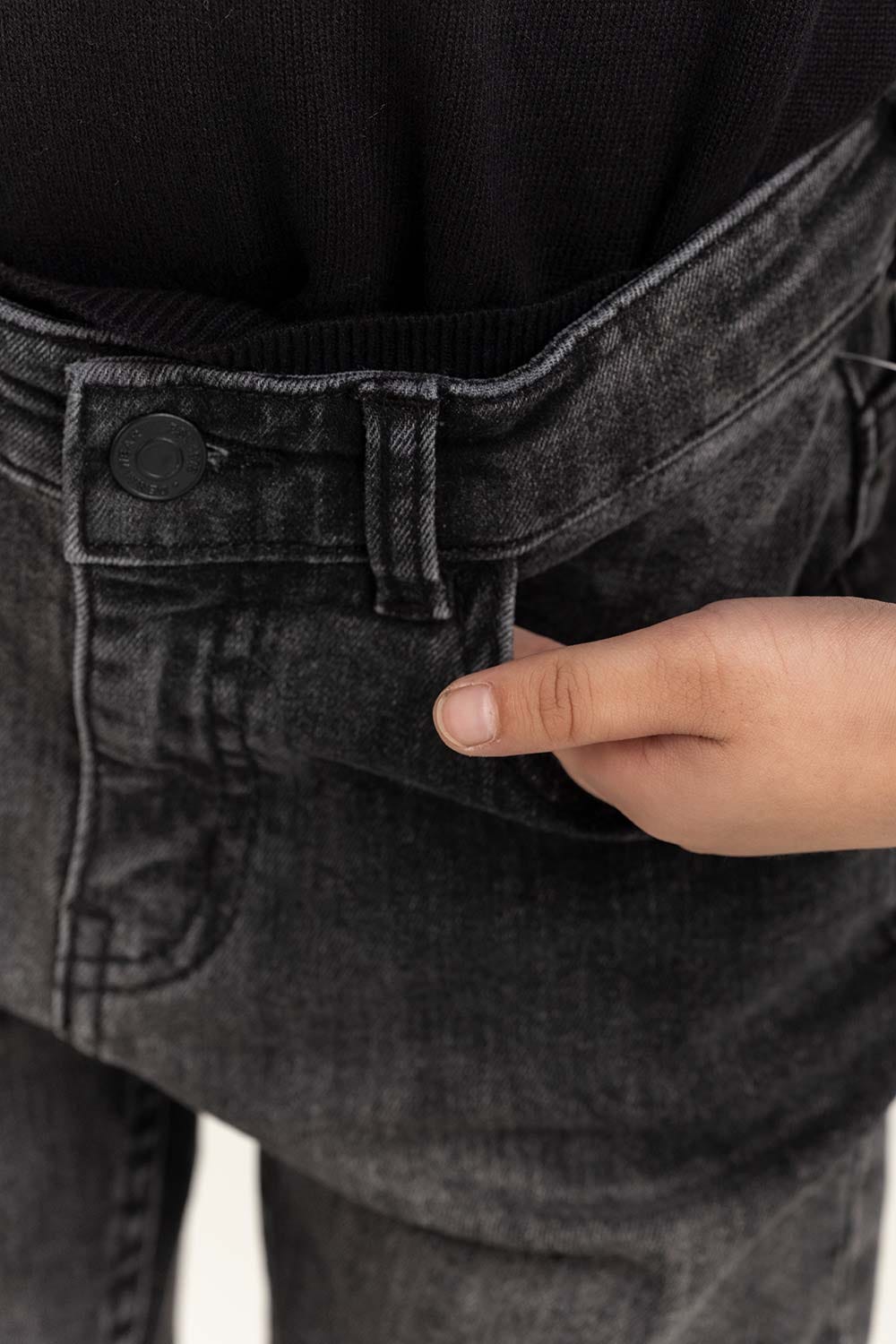 Junior Boy Dark Grey Five Pocket Jeans 224-321-010