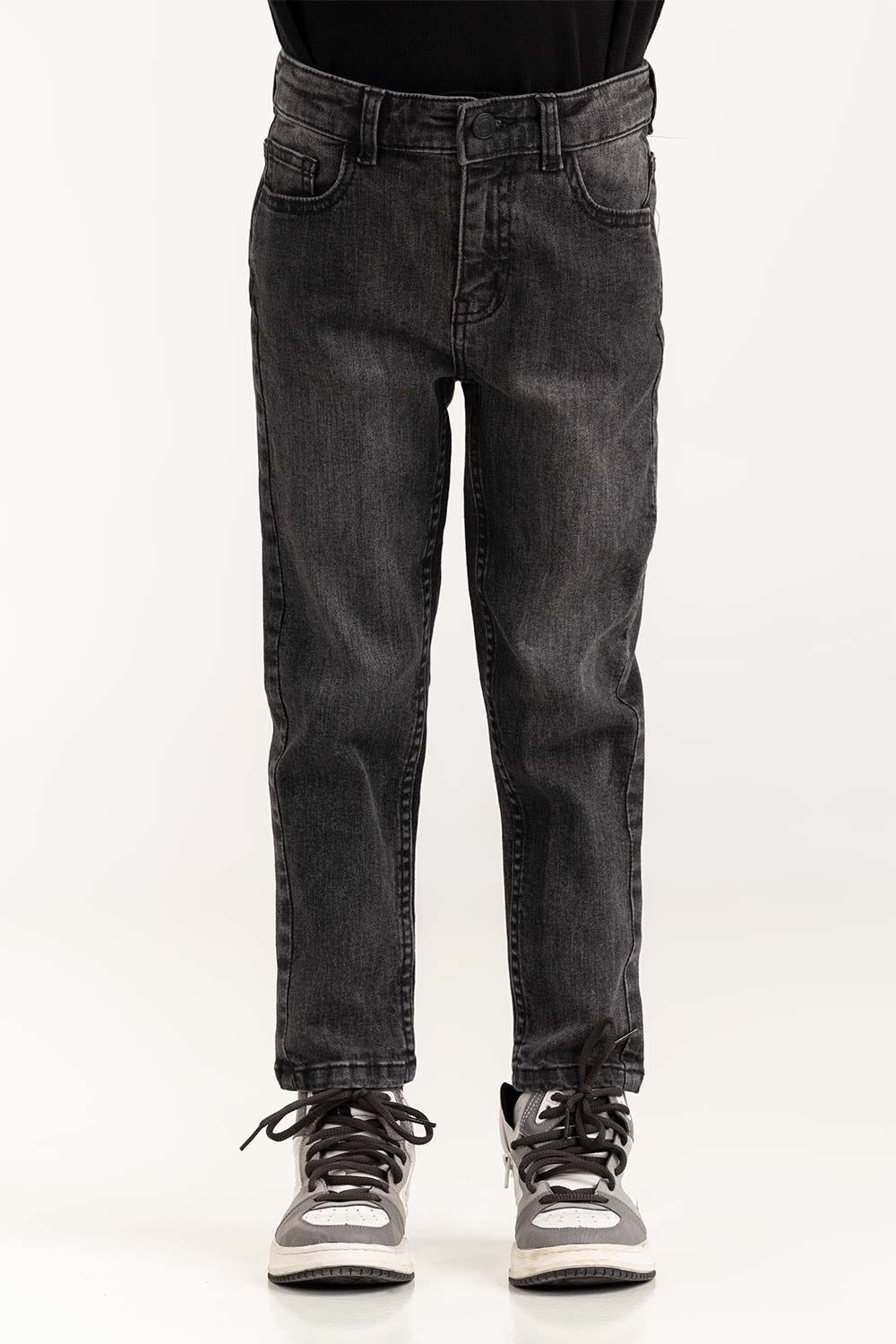 Junior Boy Dark Grey Five Pocket Jeans 224-321-010