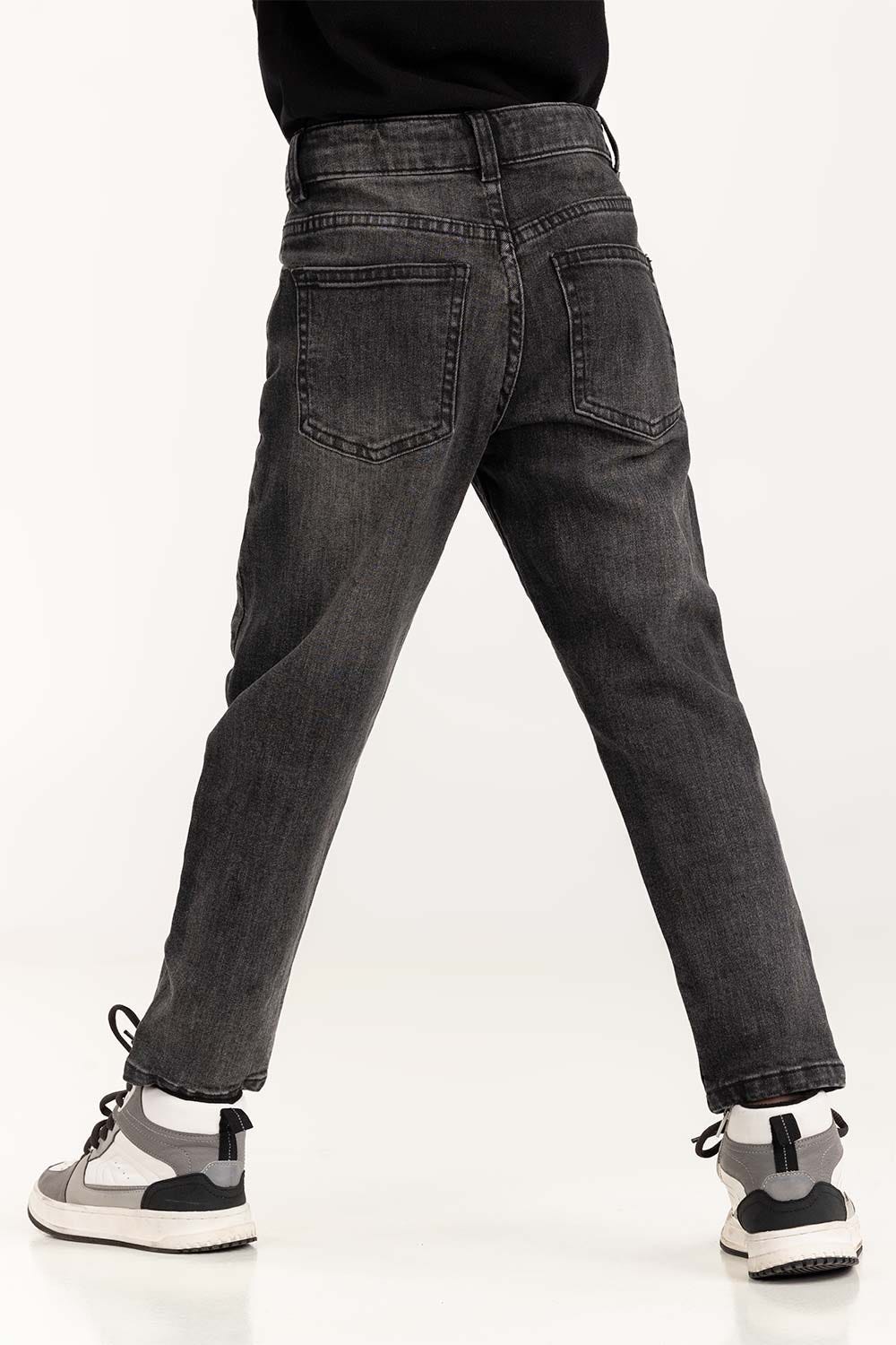 Junior Boy Dark Grey Five Pocket Jeans 224-321-010