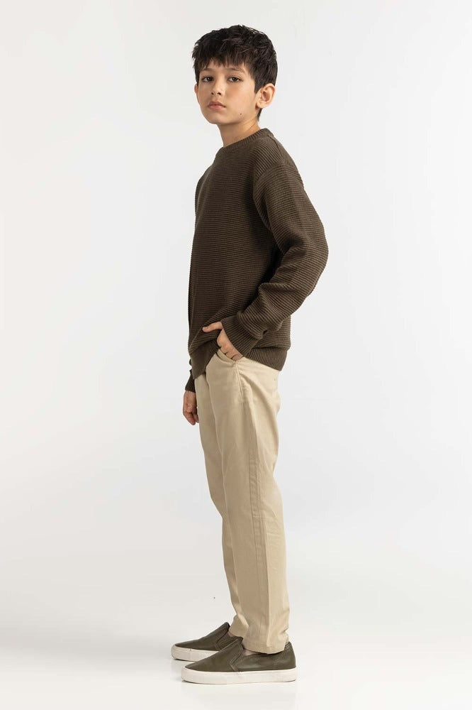 Junior Boy Green Basic Sweater JB-SWT-WS23-033