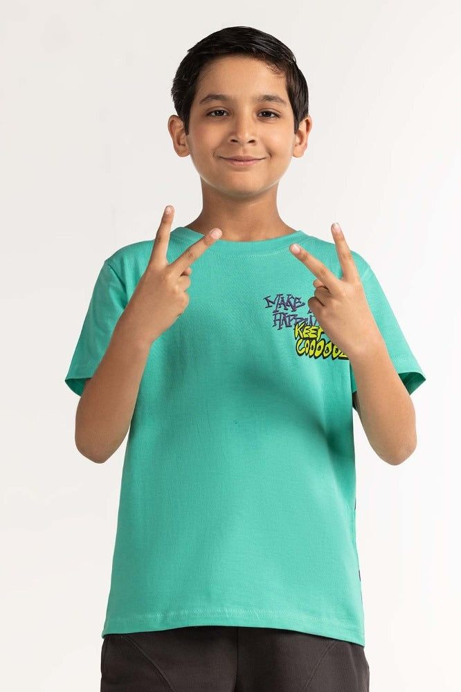 Junior Boy Green Printed Tee JB-TS-SS24-034