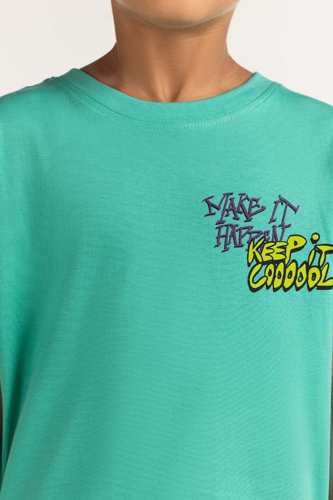 Junior Boy Green Printed Tee JB-TS-SS24-034