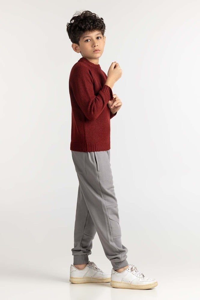 Junior Boy Maroon Basic Sweater JB-SWT-WS23-019