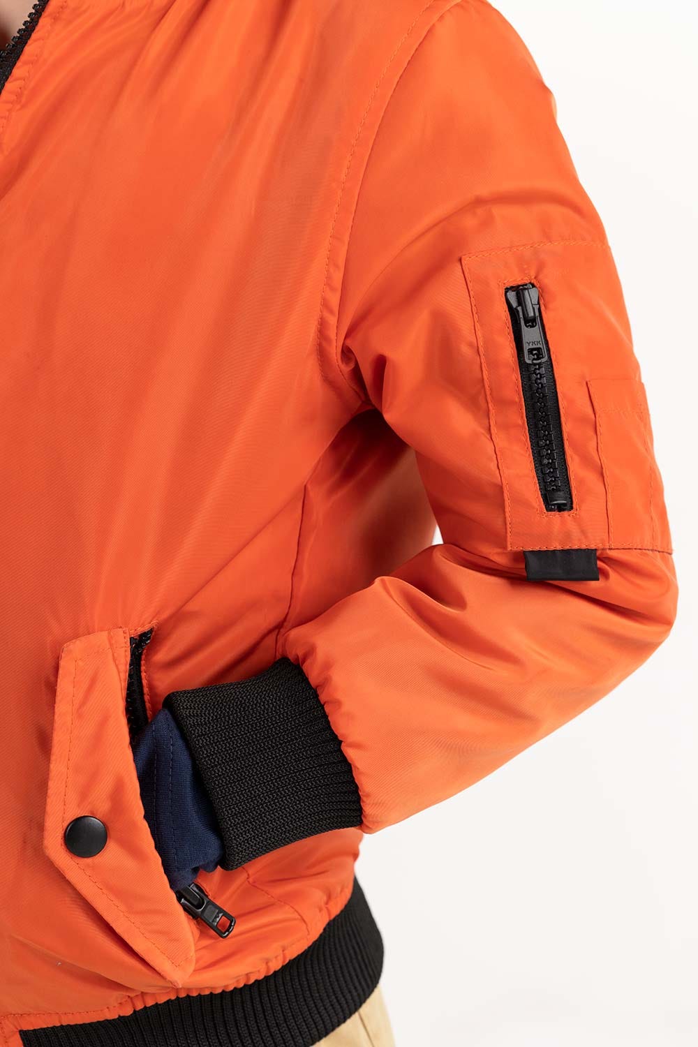 Junior Boy Orange Hooded Jacket 224-310-009