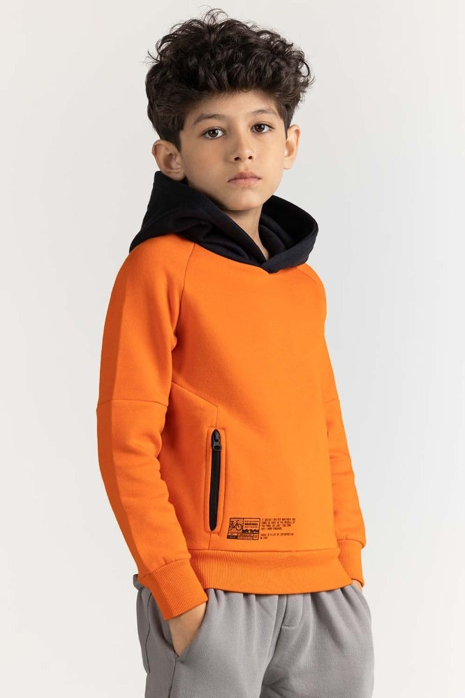 Junior Boy Orange Printed Sweatshirt 224-312-026