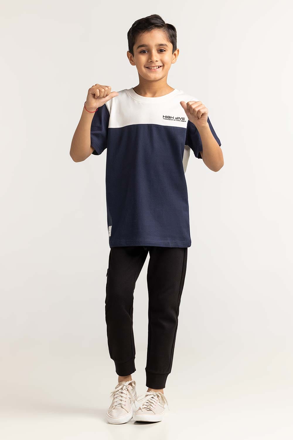 Junior Boy White Blue Printed Tee JB-TS-SS24-044