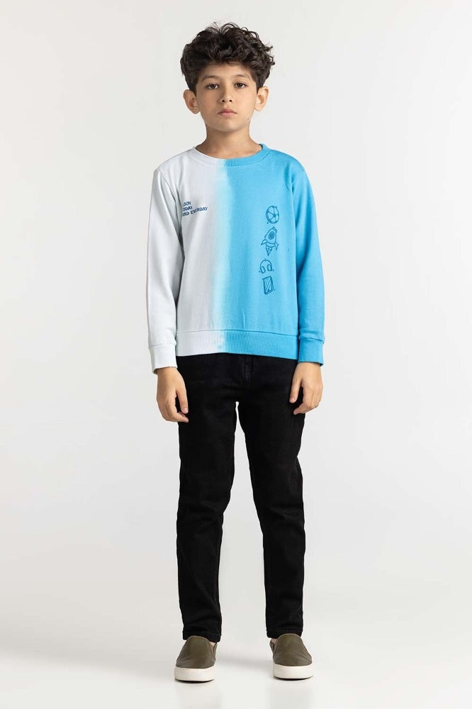 Junior Boy White Printed Sweatshirt 224-312-064